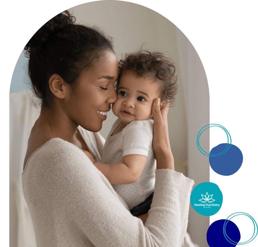 A tender moment between mother and child, depicting the nurturing support provided by Postpartum Depression Therapy in Altamonte Springs.