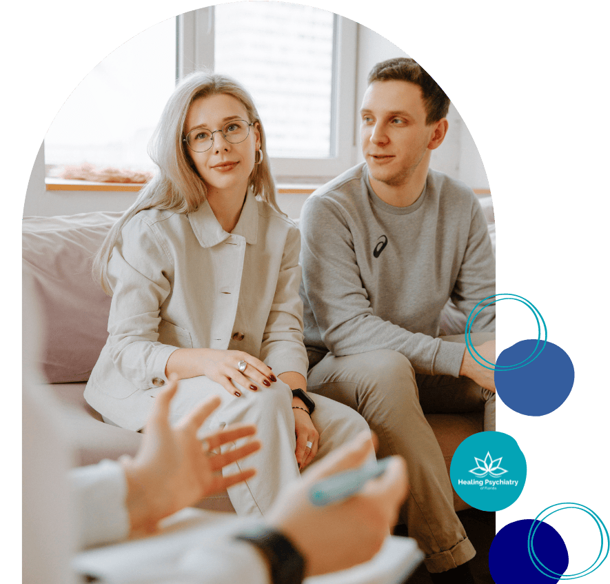 A focused couple attentively participating in Schizophrenia Behavior Therapy in Altamonte Springs, engaging in transformative mental health practices.
